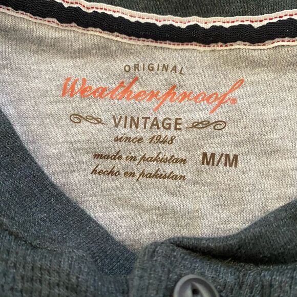Weatherproof Vintage Long Sleeve Henley Shirt Men's Size M Pullover Green Comfy - Picture 11 of 12